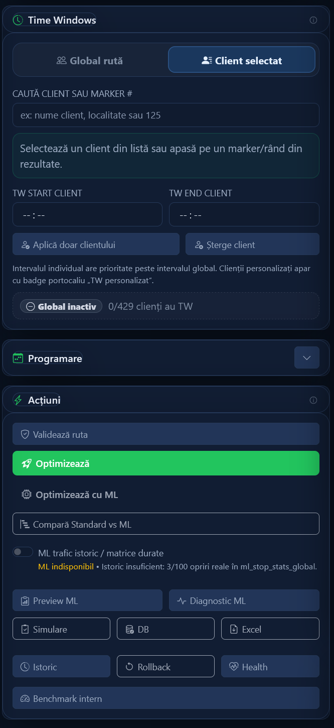 Optimizare VROOM cu ML readiness